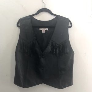 Women’s leather fringe biker vest